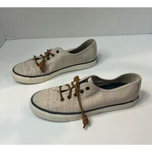 Sperry Pier View Women’s Cream Slip-On Canvas Sneaker Shoes Sz 8